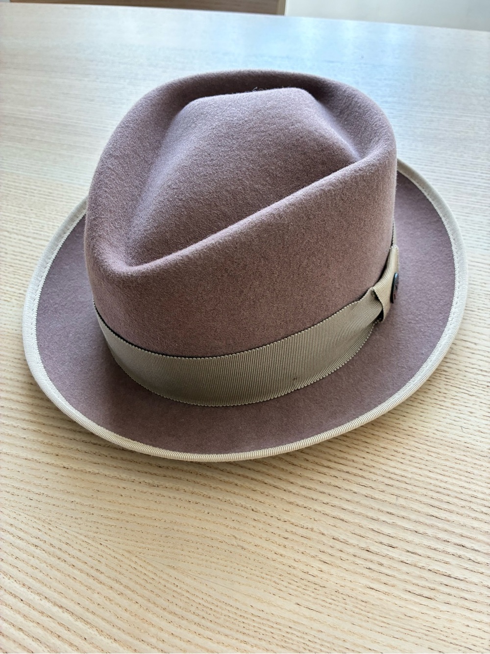 Goorin Bros Classic Wool Fedora in Dusty Mauve with Contrasting Band